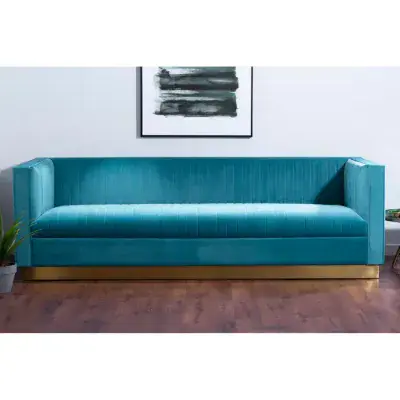 Opal 3 Seater Light Blue Velvet Sofa