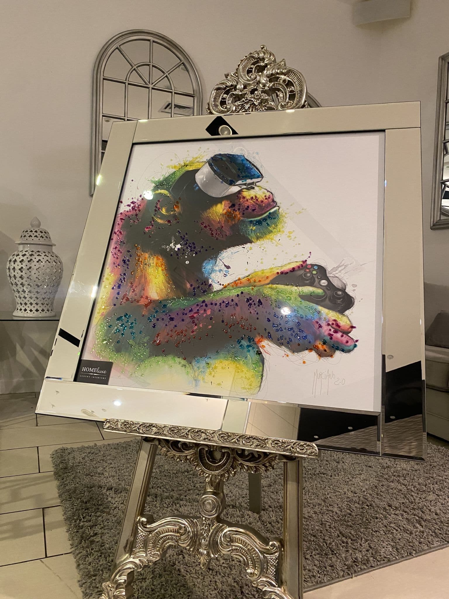 アート・デザイン・音楽 Mirror after Mirror / Starr Ockenga Orangutan Digital View Multicolor Wall Art Mirror Frame 85Cm X 85Cm