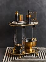 Oria Drinks Trolley With Warm Gold Metallic Frame – Home Luxe Interior