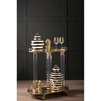 Oria Drinks Trolley With Warm Gold Metallic Frame – Home Luxe Interior