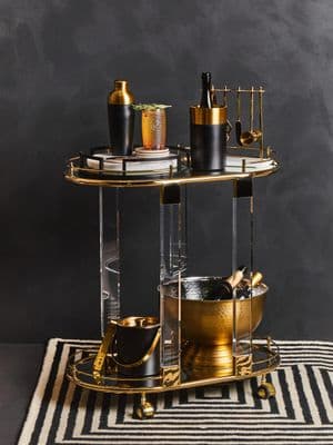 Oria Drinks Trolley With Warm Gold Metallic Frame – Home Luxe Interior