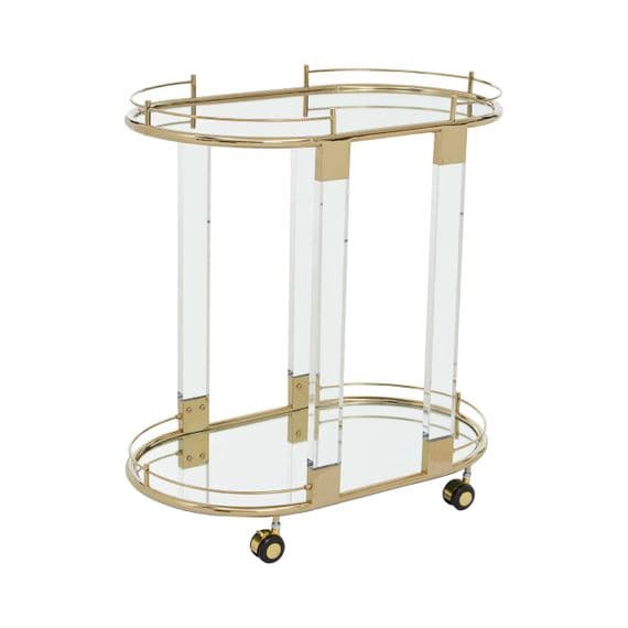 Oria Drinks Trolley With Warm Gold Metallic Frame – Home Luxe Interior