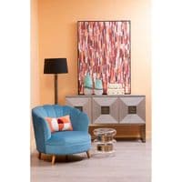 Orlina Blue Velvet Chair With Gold Wood Legs - Home Luxe Interior