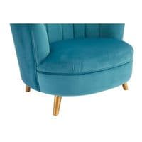 Orlina Blue Velvet Chair With Gold Wood Legs - Home Luxe Interior