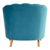 Orlina Blue Velvet Chair With Gold Wood Legs - Home Luxe Interior
