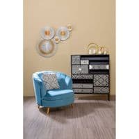Orlina Blue Velvet Chair With Gold Wood Legs - Home Luxe Interior