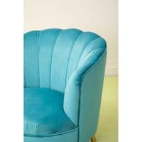 Orlina Blue Velvet Chair With Gold Wood Legs - Home Luxe Interior