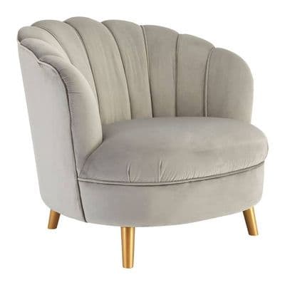 Orlina Grey Velvet Chair With Gold Wood Legs - Home Luxe Interior