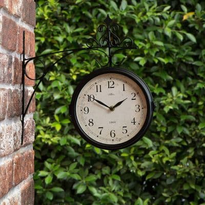 Outdoor Dual Sided Station Clock - Black