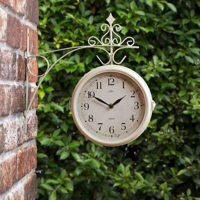 Outdoor Dual Sided Station Clock - Cream