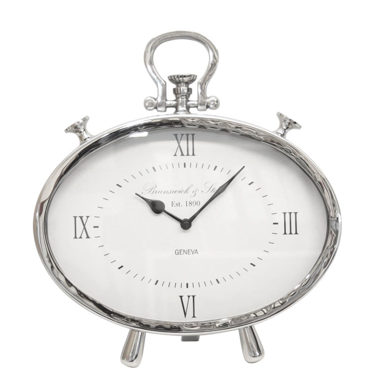 Oval Table Clock Nickel