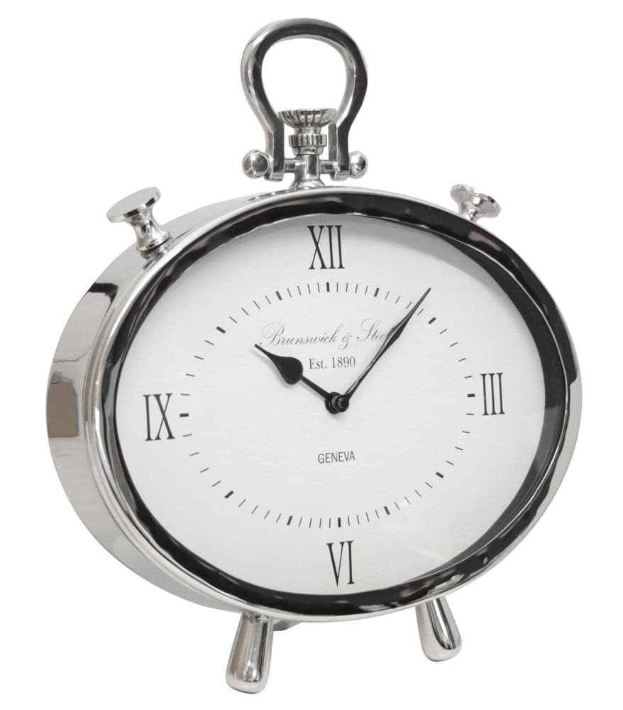 Oval Table Clock Nickel