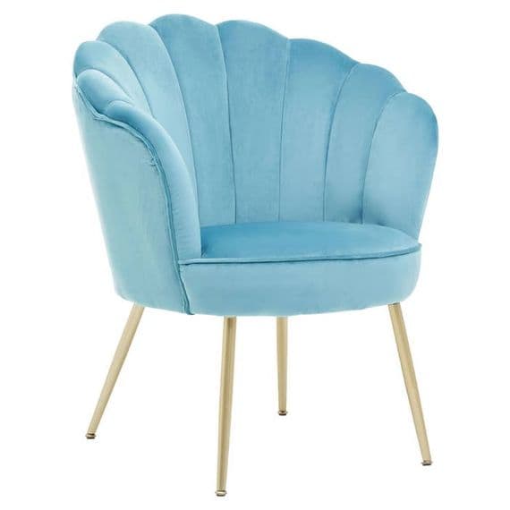 Ovala Aqua Velvet Scalloped Chair – Home Luxe Interior