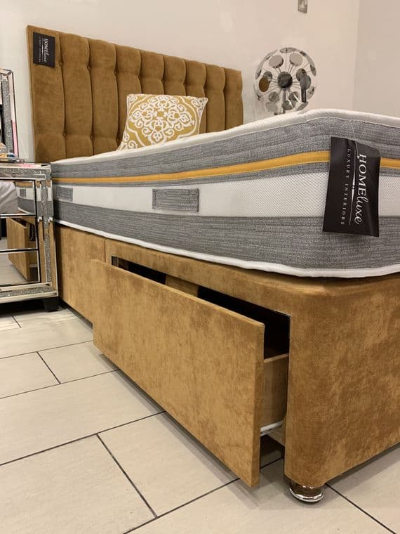 Oxford Bed Base With Floor Stand Headboard