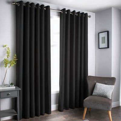 Oxford Black Black Out Curtains With Eyelets 46 x 54 – Home Luxe Interior