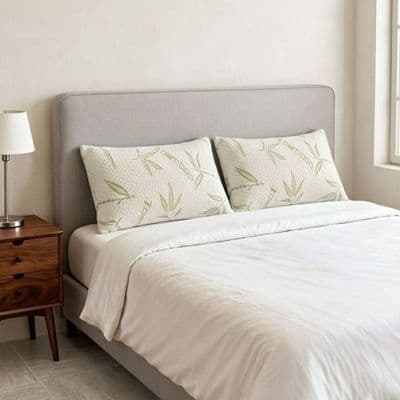 Pack of 2 Bamboo Memory Foam Pillows - Breathable Orthopedic Support