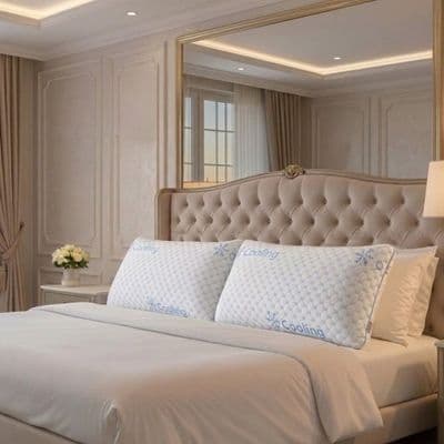 Pack of 2 Cooling Memory Foam Pillows - Temperature Regulating Support