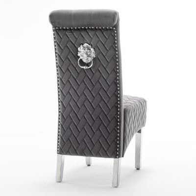 Pair Of Marlow Dining Chair Lion Knocker Dark Grey