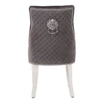 Pair Of Minister Brushed Velvet Dining Chair With Lion Knocker Grey