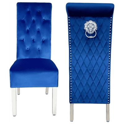 Pair Of Sofia Dining Chair Lion Knocker Royal Blue