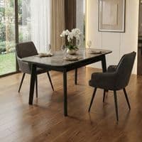 Palermo Grey PU Leather Dining Chairs Set of 2 Black Legs