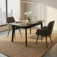 Palermo Grey PU Leather Dining Chairs Set of 2 Black Legs
