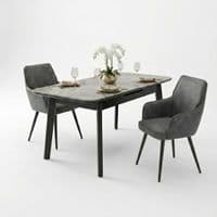 Palermo Grey PU Leather Dining Chairs Set of 2 Black Legs