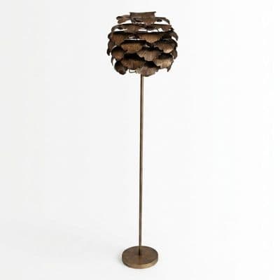 Pine Cone Gold Floor Lamp Metal Statement Light for Living Room Decor