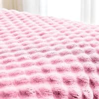 Pink Bubble Jacquard Throw Supersoft Large Sofa Bed Blanket 200x240cm