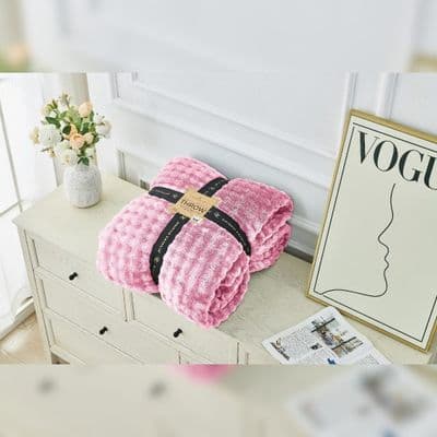 Pink Bubble Jacquard Throw Supersoft Large Sofa Bed Blanket 200x240cm