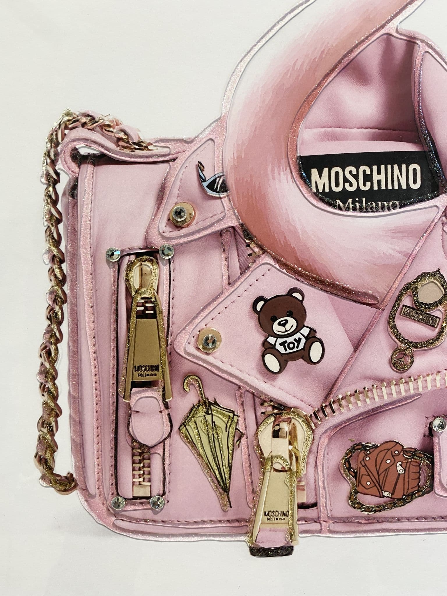 Pink Flamingo Moschino Handbag Wall Art Mirror Frame