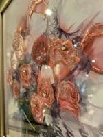 Pink Watercolour Flowers Wall Art Black Alpha Frame 55Cm X 55Cm