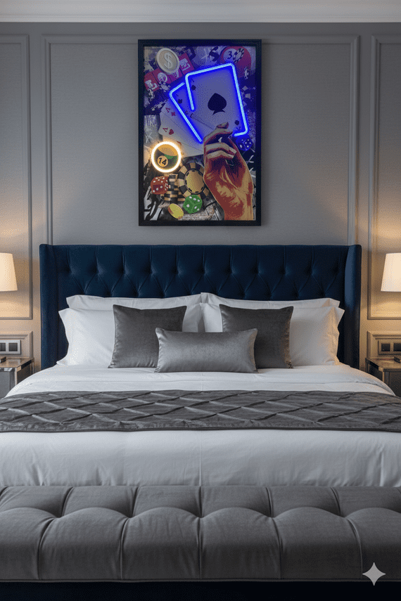 Playing Cards Neon LED Wall Art - 40x60cm Poker Game Room Decor USB
