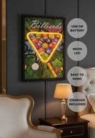 Pool Balls Triangle Neon LED Wall Art - 40x60cm Billiards Games Room Decor USB