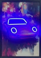 Porsche 911 Style Neon LED Wall Art - 40x60cm Cityscape Canvas USB