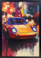Porsche 911 Style Neon LED Wall Art - 40x60cm Cityscape Canvas USB