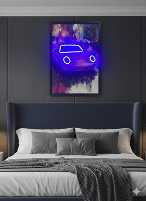 Porsche 911 Style Neon LED Wall Art - 40x60cm Cityscape Canvas USB