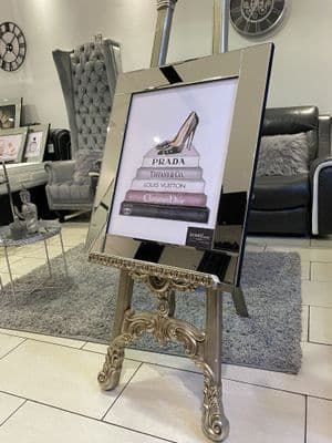 Prada Shoes Bookstack Wall Art Mirror Frame