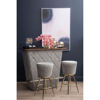 Preston Bar And Grey Velvet Stools Set