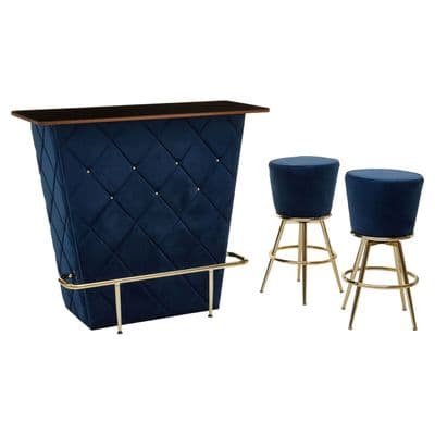 Preston Bar And Midnihgt Blue Stools Set