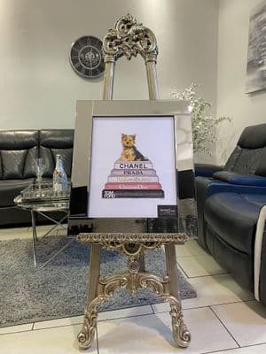 Puppy Chanel Bookstack Wall Art Mirror Frame