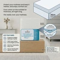 Pure Cotton Terry Waterproof Mattress Protector - 30cm Fitted Skirt