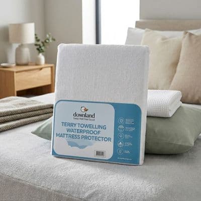 Pure Cotton Terry Waterproof Mattress Protector - 30cm Fitted Skirt