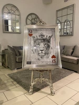 Queen Of Hearts Lioness Wall Art Chrome Step Frame 90Cm X 70Cm (1)