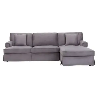 Ralph Three Seater Grey Velvet Chaise Sofa