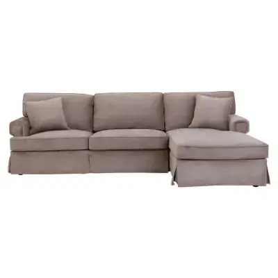 Ralph Three Seater Mink Velvet Chaise Sofa