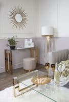 Rectangle Coffee Table Glass Top Gold