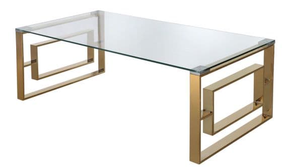 Rectangle Coffee Table Glass Top Gold