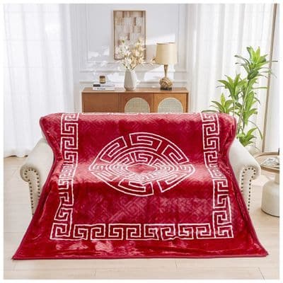 Red Greek Design Rashel Blanket 4kg Heavy 2 Ply King Size 200x240cm