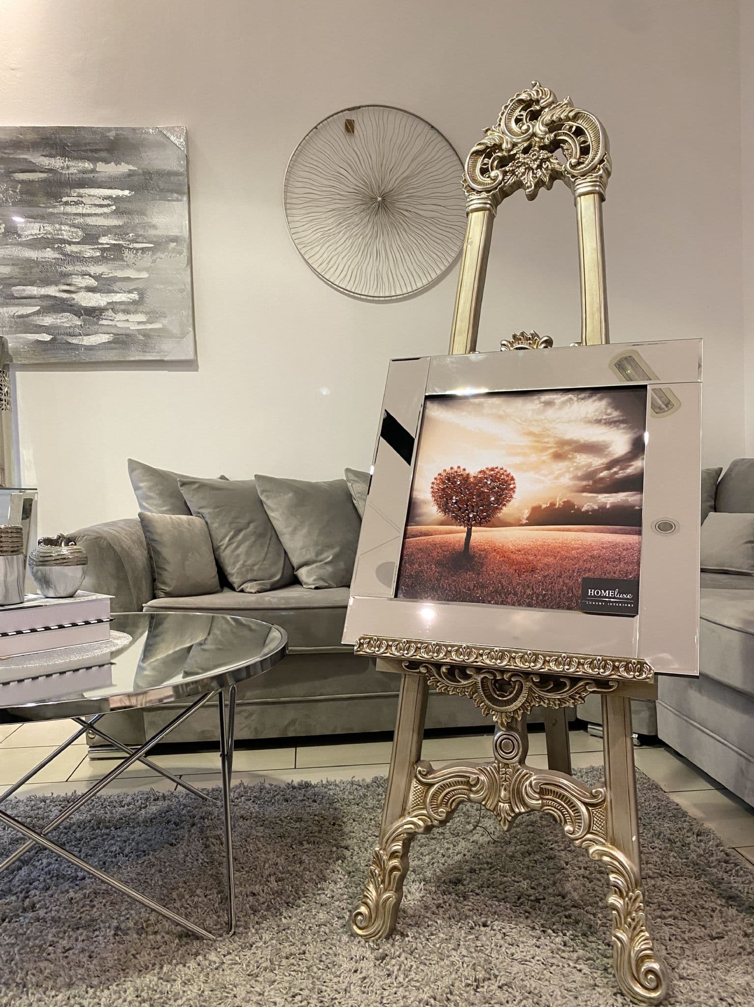 Red Heart Tree Sunset Wall Art Mirror Frame